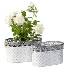 Load image into Gallery viewer, Set/2 Nested French Country Oval Potplanter / Storage 40x23.5x22/34x19x20cm
