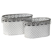 Load image into Gallery viewer, Set/2 Nested French Country Oval Potplanter / Storage 40x23.5x22/34x19x20cm

