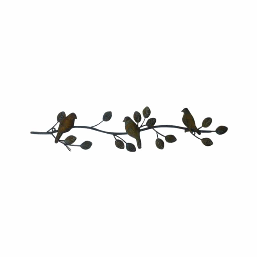Colour-Rust Birds & Leaves Metal Wall Art 67.5x17cm