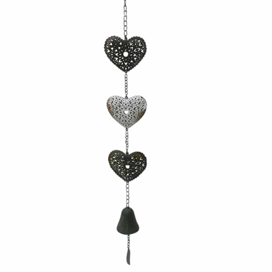 Hanging Hearts w/Cast-Iron Bell 12x7x87cm