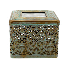 Load image into Gallery viewer, Moroccan Ornate Square Trinket Photo Box - Distressed Gold
