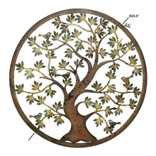 Load image into Gallery viewer, Laser-cut Colourful Round Tree-of-Life w/3 Birds Wall Art 60x1.3cm
