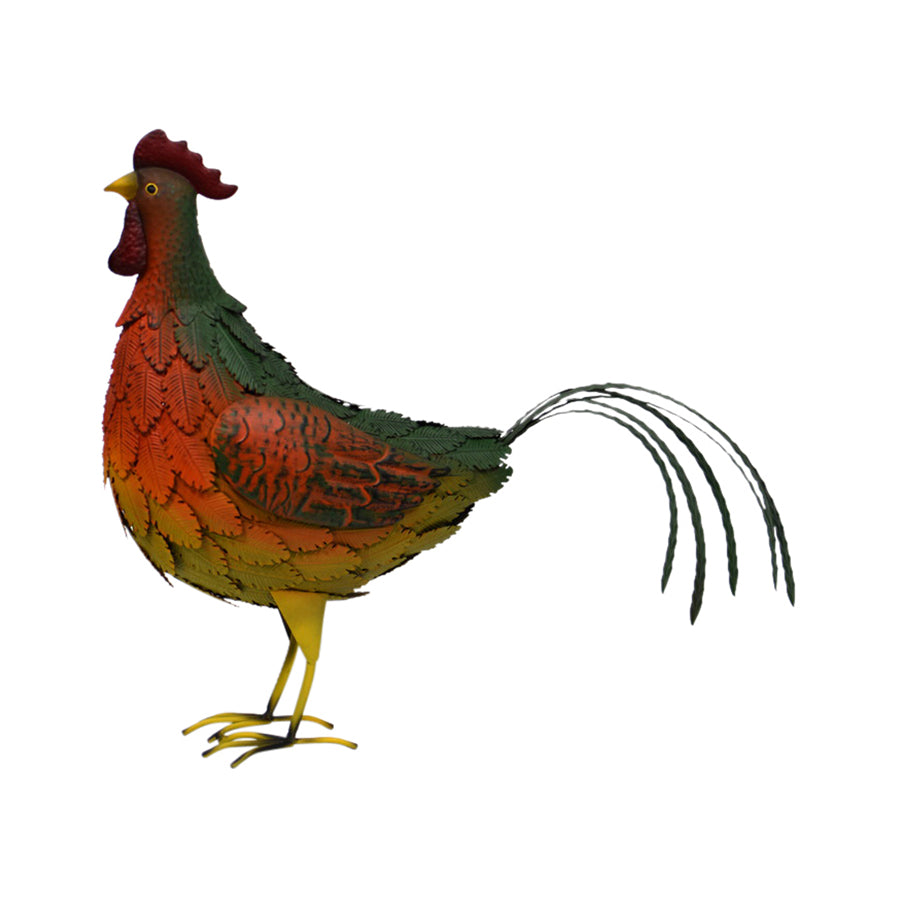 Colourful Metal Chook Garden Sculpture - Multicolour
