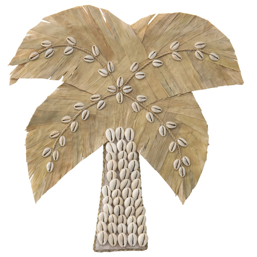 Handmade Shell & Weave Palm Tree Wall Art