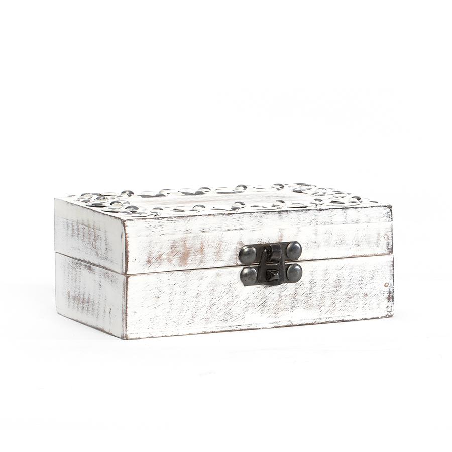 Handcrafted Mangowood Whitewash Links Trinket Box w/Clasp – Dropship Order