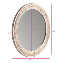 Load image into Gallery viewer, 70cm Round &#39;Leaves&#39; Carved Mango Wood Wall Mirror 70x3.5cm
