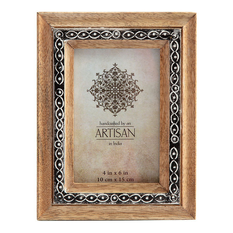 Handcrafted 4x6'' Mango Wood Cladded Photoframe 17x2x22cm
