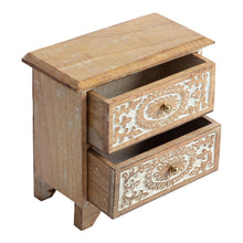 Load image into Gallery viewer, Handcrafted 2-Drawer Mango Wood Trinket Box 23x11x23cm
