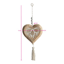 Load image into Gallery viewer, Handcrafted  Mango Wood Heart w/Beads &amp; Tassle 26x3x73cm
