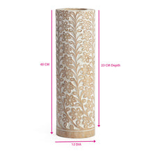 Load image into Gallery viewer, 40cm Hand-carved Tapered Mango Wood Vase 12x12x40cm
