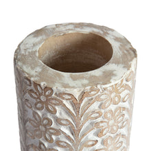 Load image into Gallery viewer, 40cm Hand-carved Tapered Mango Wood Vase 12x12x40cm
