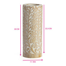 Load image into Gallery viewer, 30cm Hand-carved Tapered Mango Wood Vase 11x11x30cm
