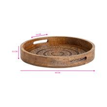 Load image into Gallery viewer, Carved Mango Wood Round Mandala Tray 40x5cm
