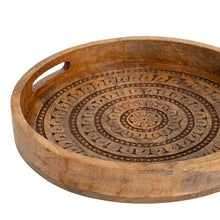 Load image into Gallery viewer, Carved Mango Wood Round Mandala Tray 40x5cm
