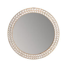 Load image into Gallery viewer, 75cm Handcrafted Round Leafy Mango Wood Wall Mirror 75x3.5cm
