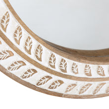Load image into Gallery viewer, 75cm Handcrafted Round Leafy Mango Wood Wall Mirror 75x3.5cm
