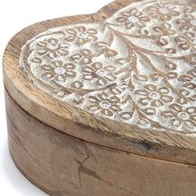 Load image into Gallery viewer, Hand-Carved Mango Wood Heart Box w/Pivot Lid 15x15x7cm
