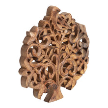 Load image into Gallery viewer, Handcrafted Mango Wood Tree-of-Life Trivet 20x20x2cm
