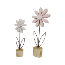 Load image into Gallery viewer, Set/2 Asst Size Pastel &amp; Rust Flowers on Base 14x7x36/10.5x5.5x27.5cm
