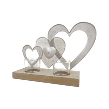 Load image into Gallery viewer, Triple Hearts w/2 Tealight Candleholders on Base 25.5x17.5x7.5cm
