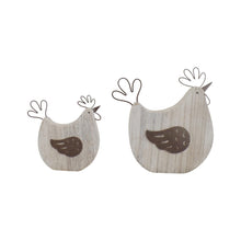 Load image into Gallery viewer, Set/2 Mum &amp; Child French Country Chooks 17x3.5x16.5/12.5x3.3x12.5cm
