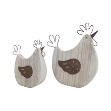 Load image into Gallery viewer, Set/2 Mum &amp; Child French Country Chooks 17x3.5x16.5/12.5x3.3x12.5cm
