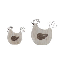 Load image into Gallery viewer, Set/2 Mum &amp; Child French Country Chooks 17x3.5x16.5/12.5x3.3x12.5cm
