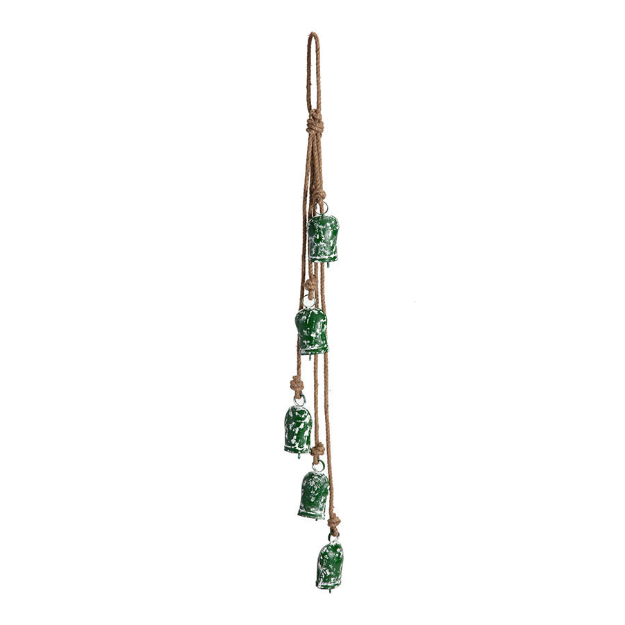 Handcrafted Antique Green Bells Hanging Garland 7x5x96-118cm