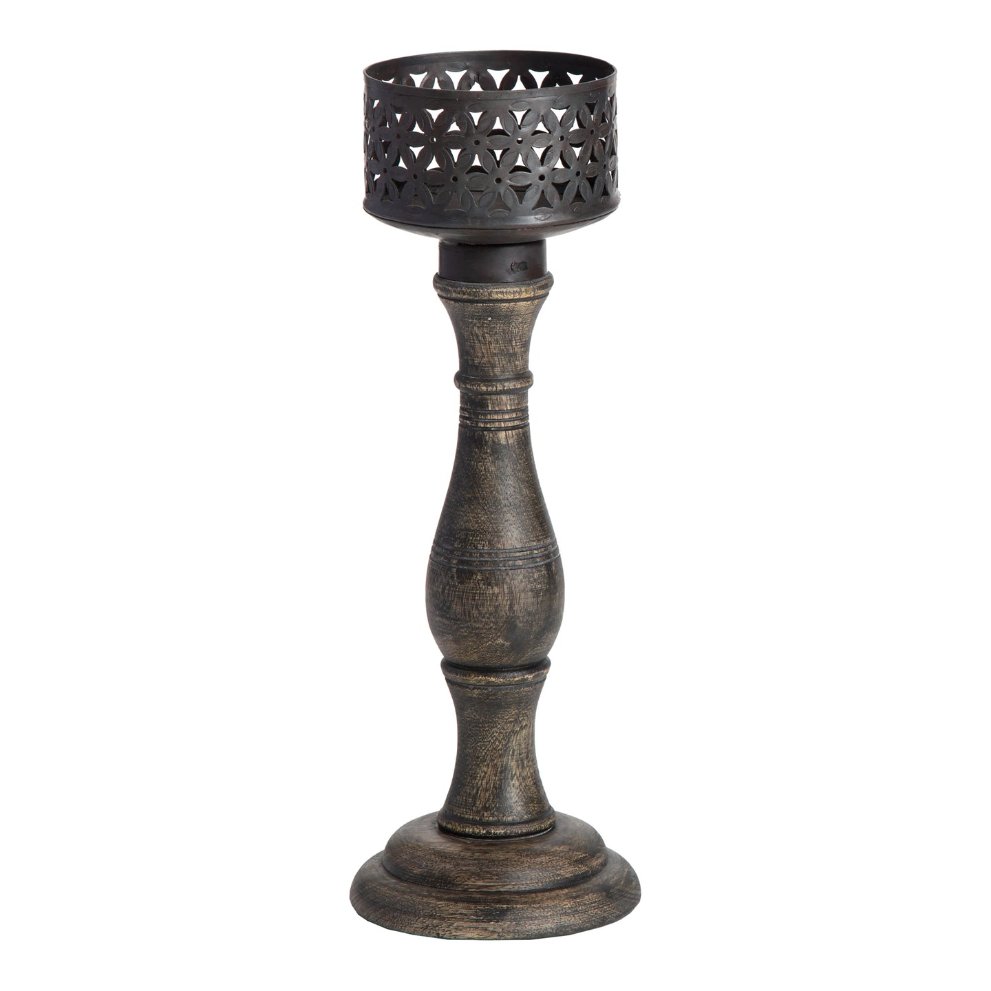 Handcrafted Ornate Baroque Pillar Candleholder 12x35cm