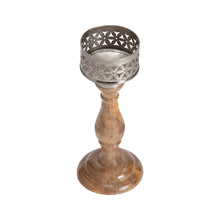 Load image into Gallery viewer, Handcrafted Punched Flower Pillar Candleholder 11x26cm

