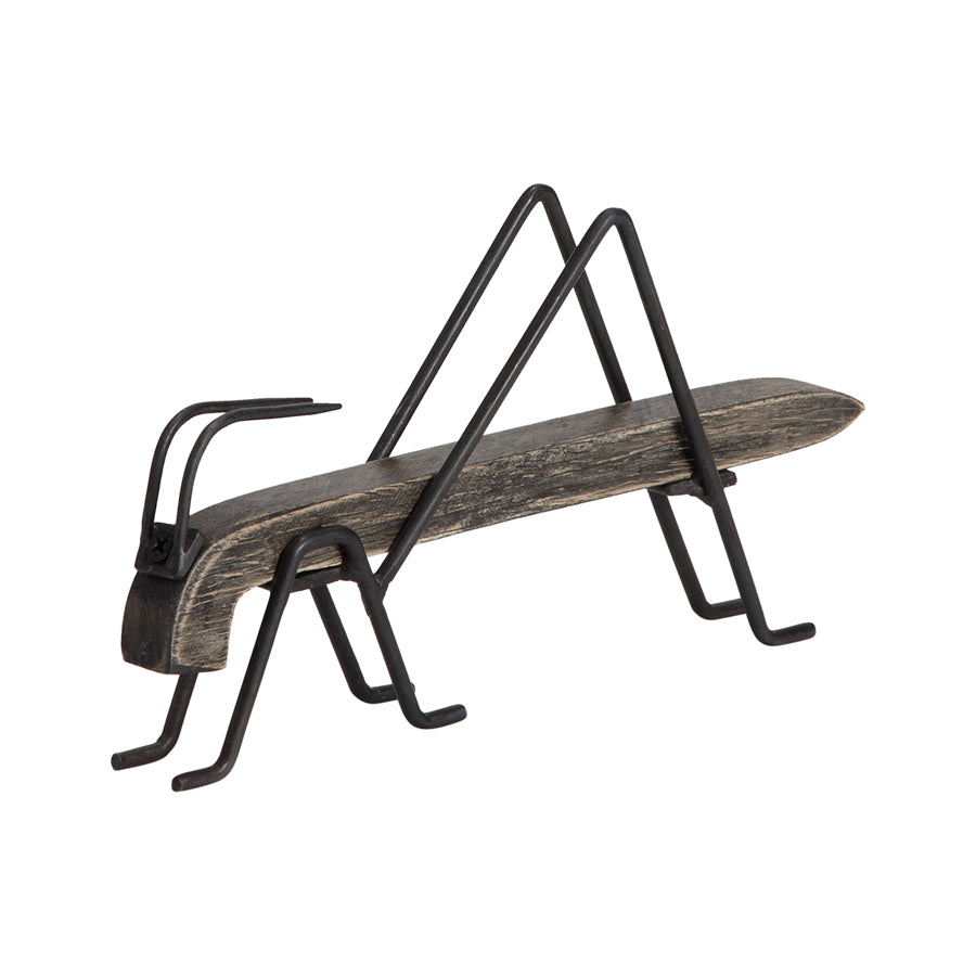 Handcrafted Wood & Iron Decorative Grasshopper 20.5x5x11cm