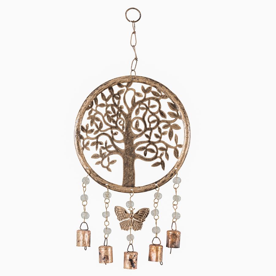 Handcrafted Hanging Tree of Life w/Butterfly Beads & Bells