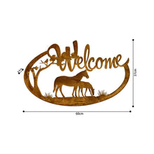 Load image into Gallery viewer, Laser-cut Welcome w/Horses Wall Art 60.5x0.6x37.5cm
