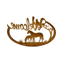 Load image into Gallery viewer, Laser-cut Welcome w/Horses Wall Art 60.5x0.6x37.5cm

