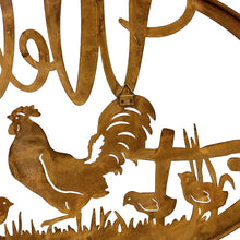 Load image into Gallery viewer, Laser-cut Welcome w/Chicken Family Wall Art 60.5x0.6x37.5cm
