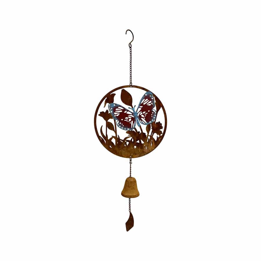 Rust & Colour Butterfly Bell Hanger 23x6x46-63cm