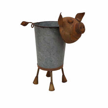 Load image into Gallery viewer, Rusty Pig Planter w/ Galv Pot 35x21x36cm
