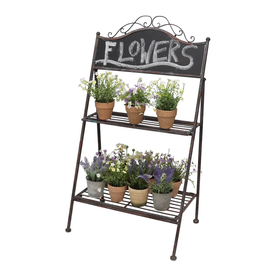Two-Shelf Garden Plant Stand w/Chalkboard 62x40x110cm