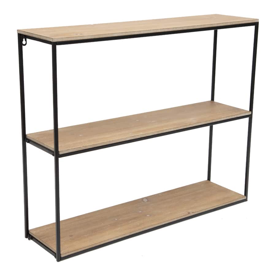 Contemporary Black-Frame 3-Shelf Wall Unit