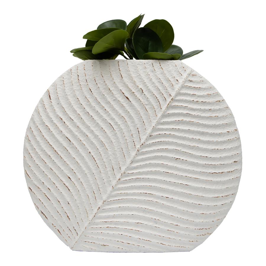 Contemporary Curved Textured White Vase 30x12x25.5cm