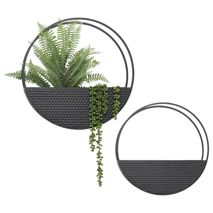 Set/2 Nested Contemporary Floating Black Wall Planters